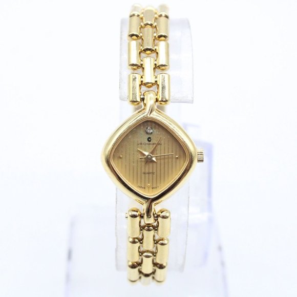 J.B Champion Watch Womens Gold Tone Stainless Steel Classic Quartz Gold Dial - Picture 1 of 8